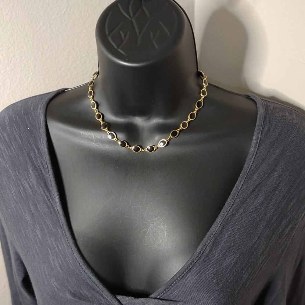 Gold Tone And Black 15 Inch Necklace